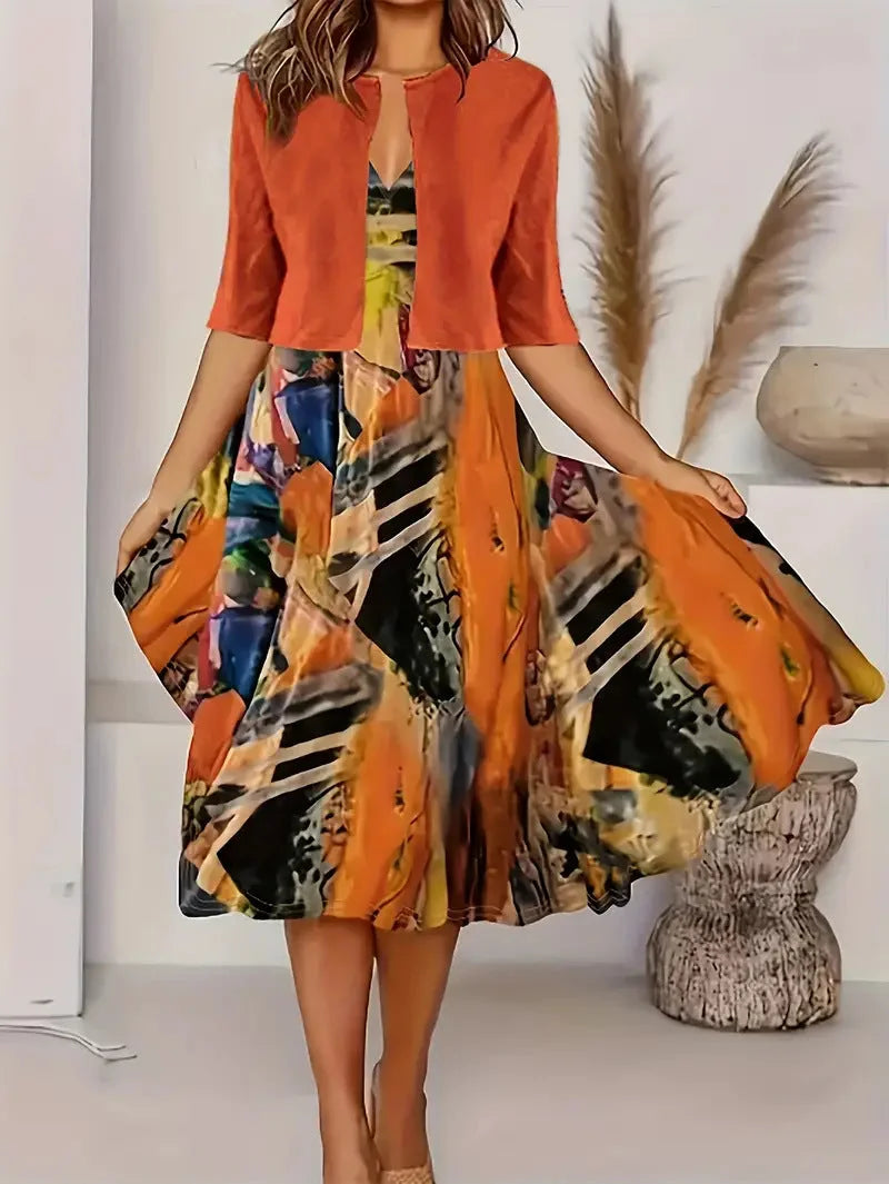 Vainoana - Elegant Long Skirt Two Piece Set