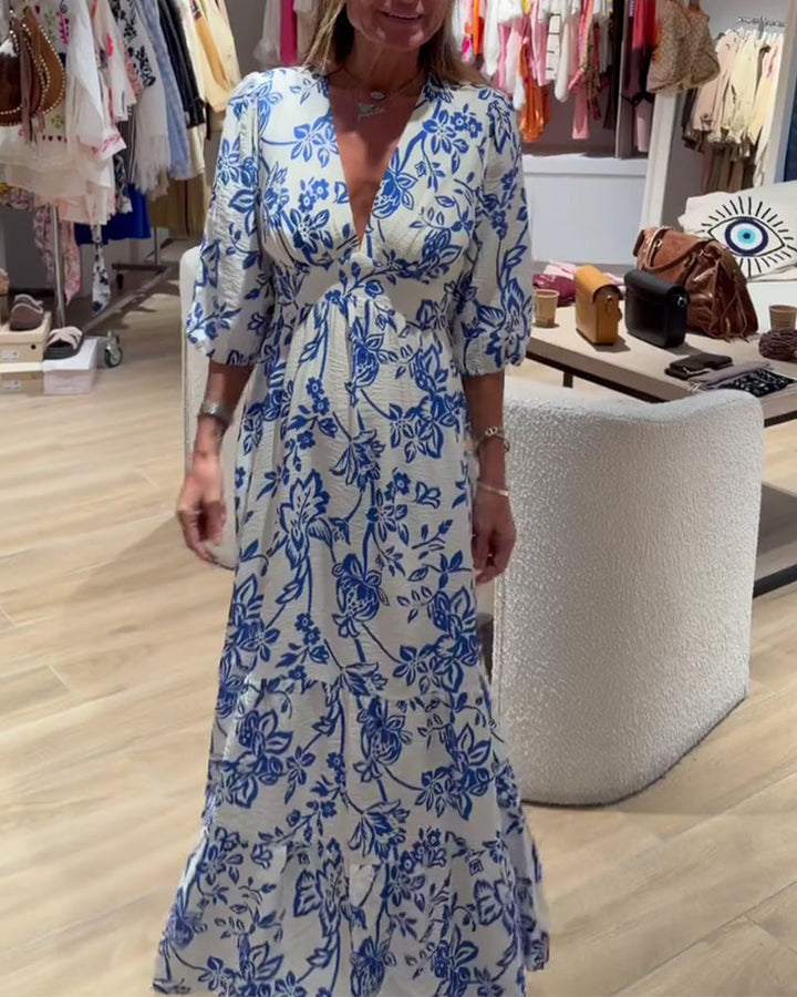 Lyssia - Elegant Long Dress With Floral Pattern