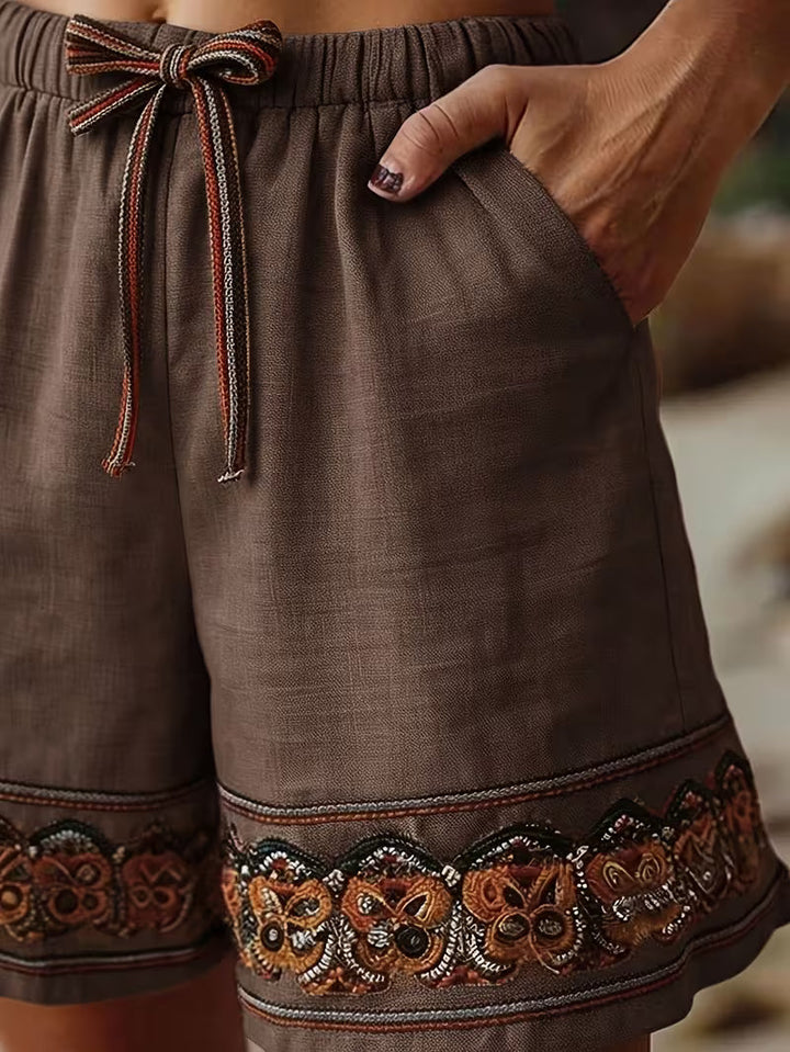 Syzina - Elastic Waist Drawstring Shorts