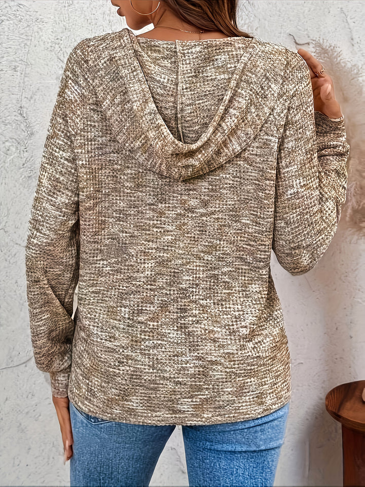 Tessis - Long Sleeve Hoodie Sweater With Button