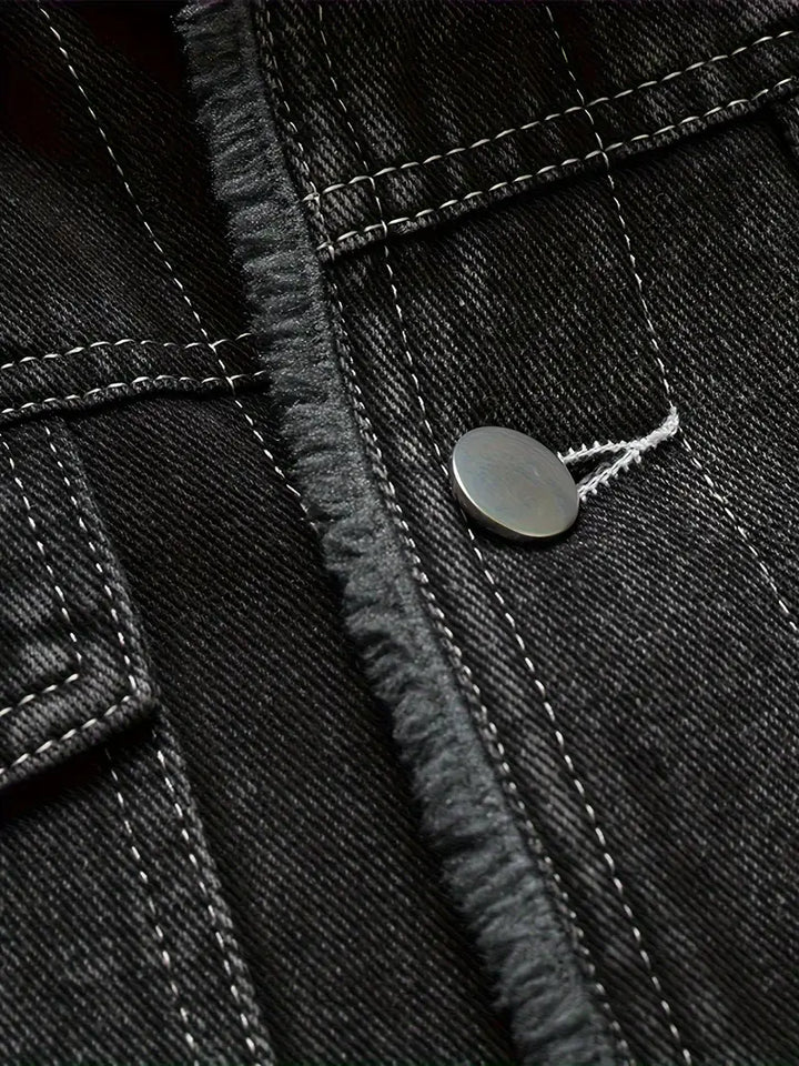 Geoffroy - Vintage Denim Jacket With Fleece Lining