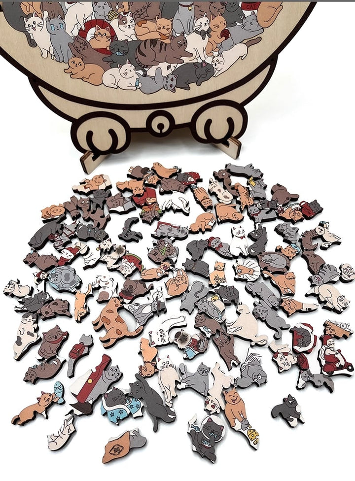 KittyCluster - 135-Piece Wooden Cat Shape Puzzle