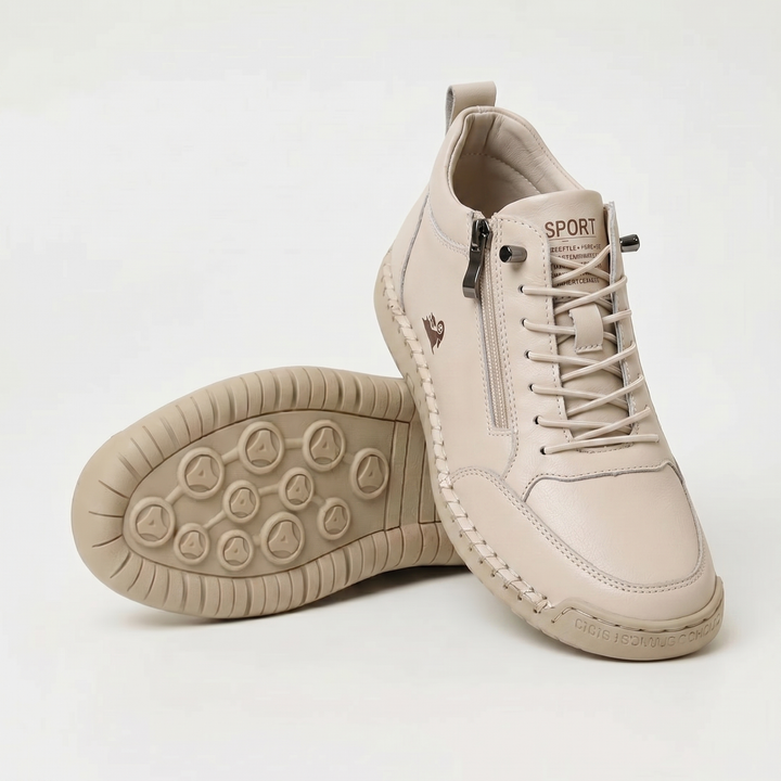 Echogrid - Lace-Up Zip Sneakers with Contrast Stitching