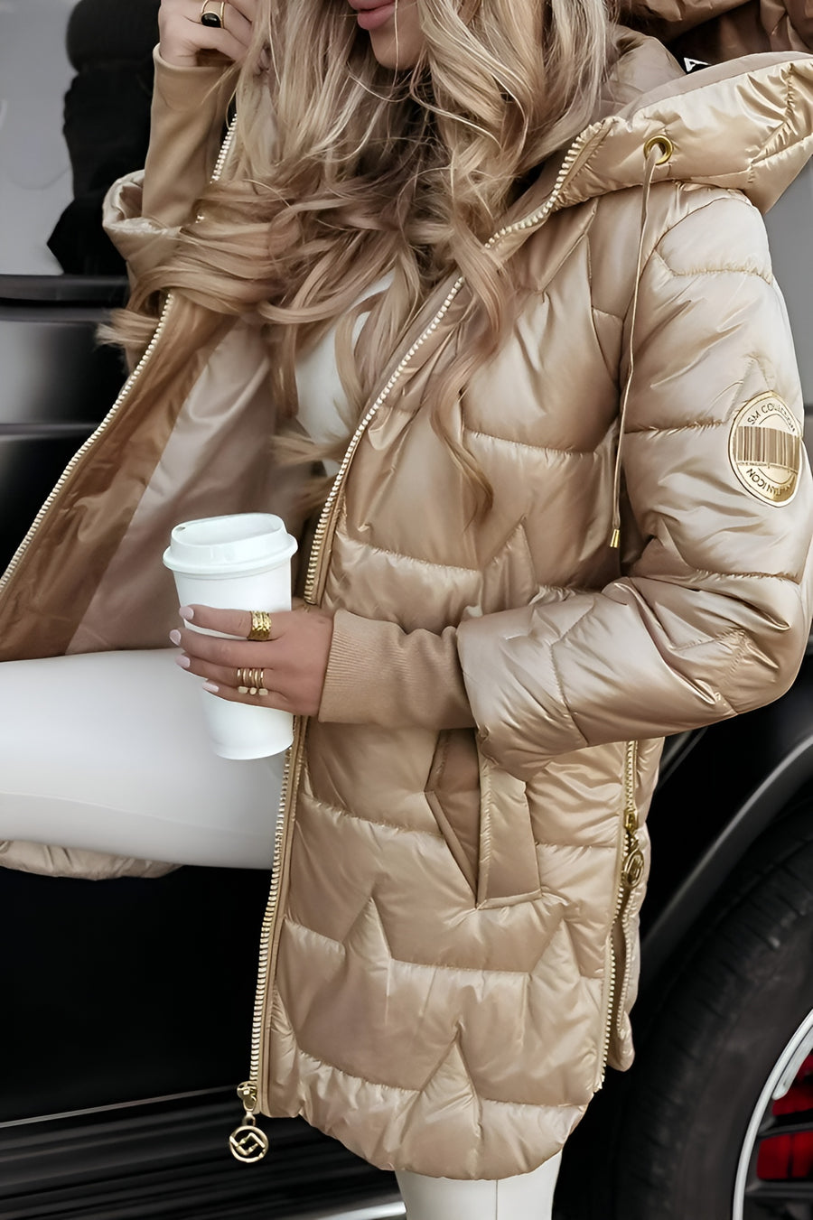 Radina - Elegant Winter Coat With Hood And Padding