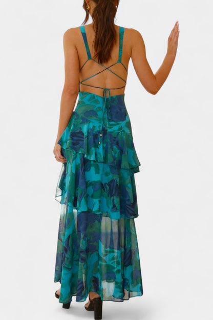 Kensie - Chiffon Dress With V-Neckline And Flowing Layers