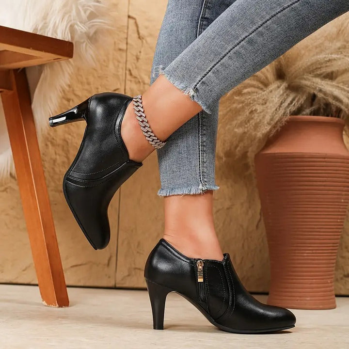 Darcie - Orthopedic Leather Boots With Side Zipper