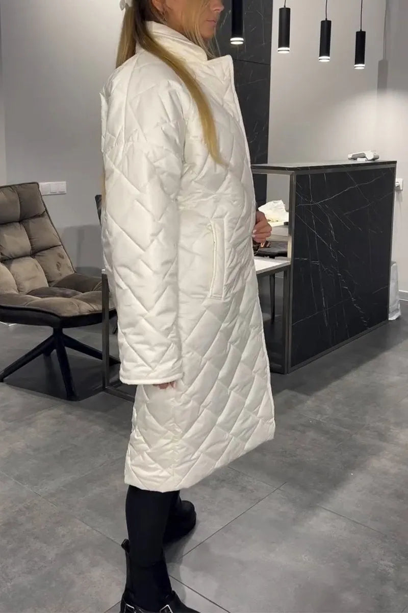 Devine - Elegant Quilted Coat With Leopard Lining