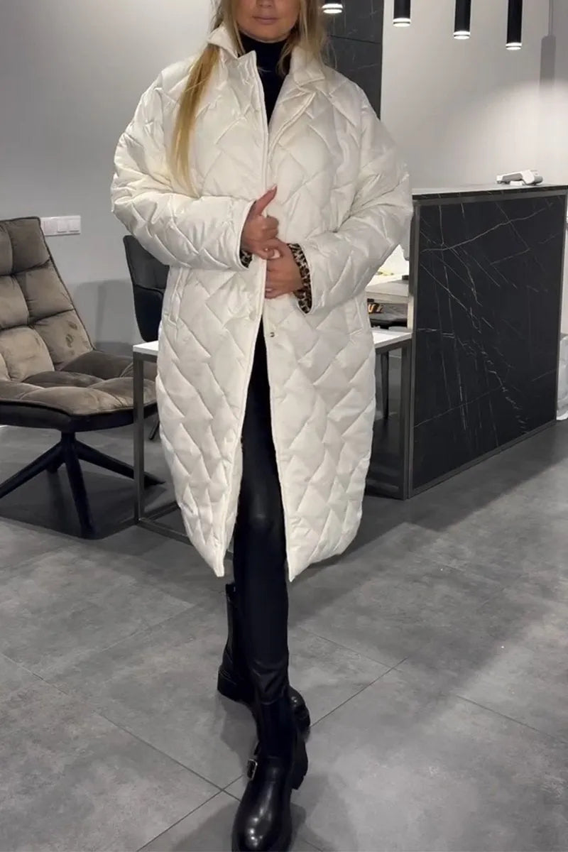 Devine - Elegant Quilted Coat With Leopard Lining