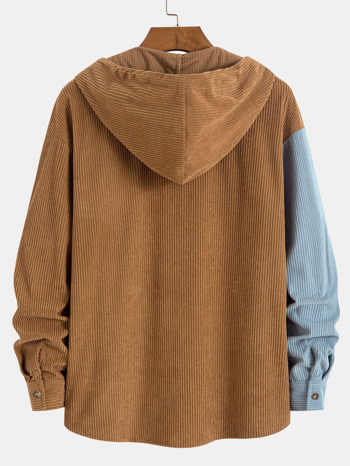 Herk - Corduroy Patchwork Hoodie And Pants Set