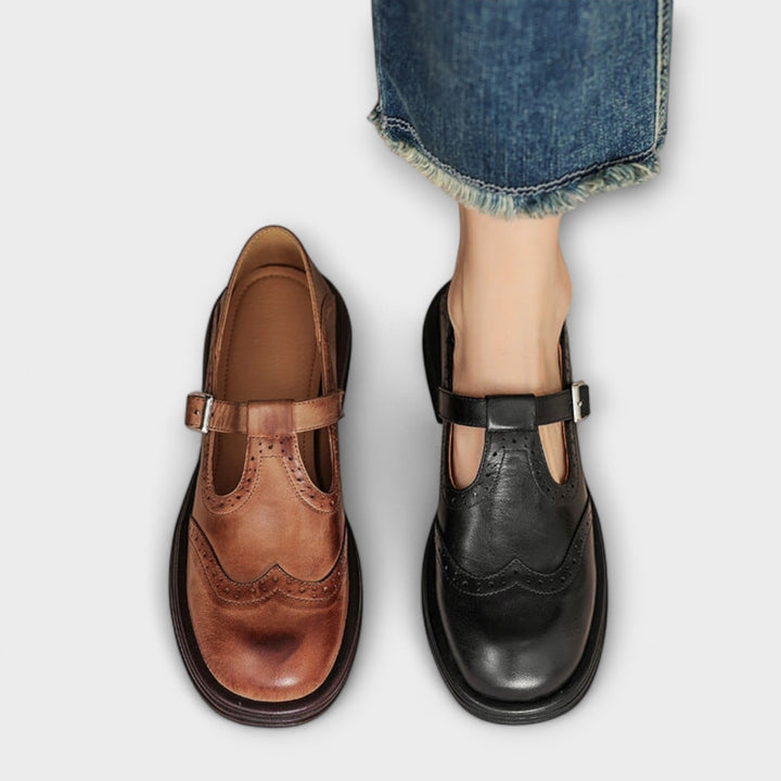Janine - Leather Mary Janes