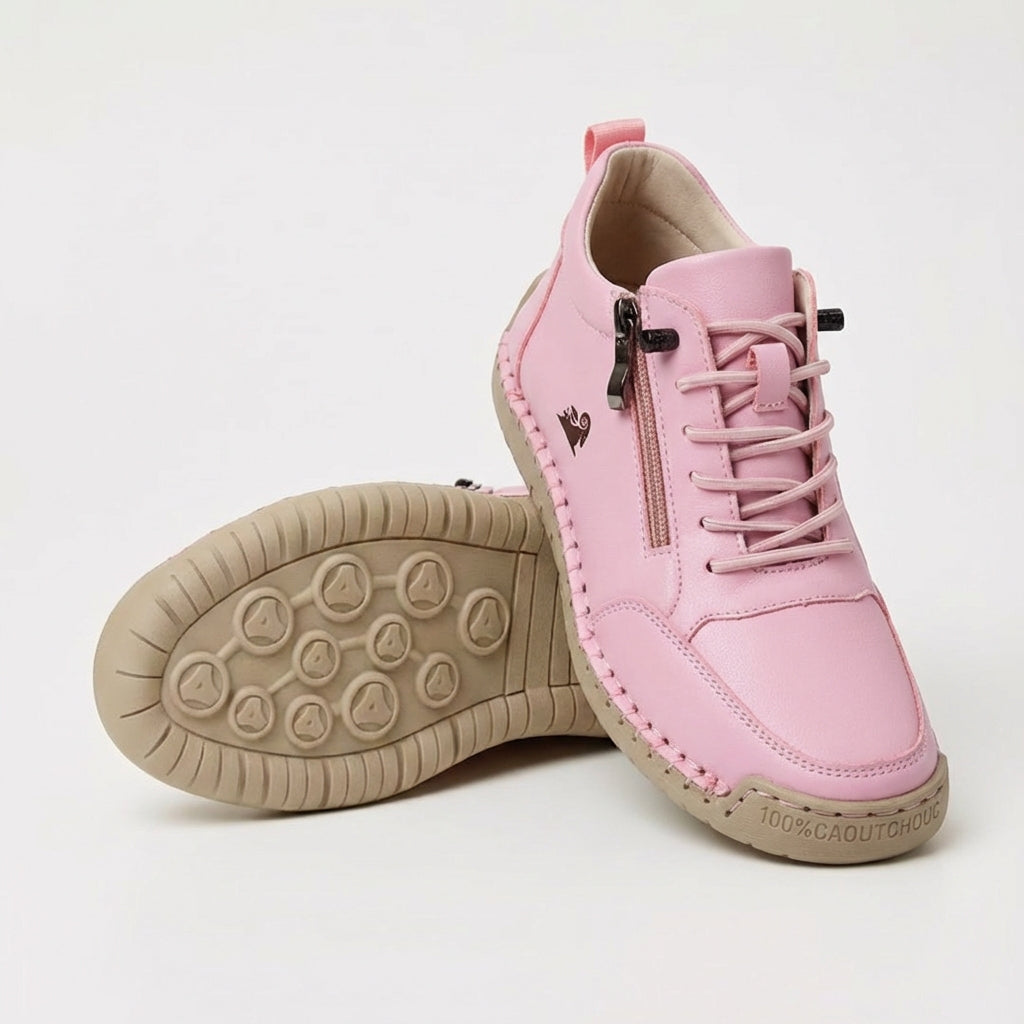 Echogrid - Lace-Up Zip Sneakers with Contrast Stitching