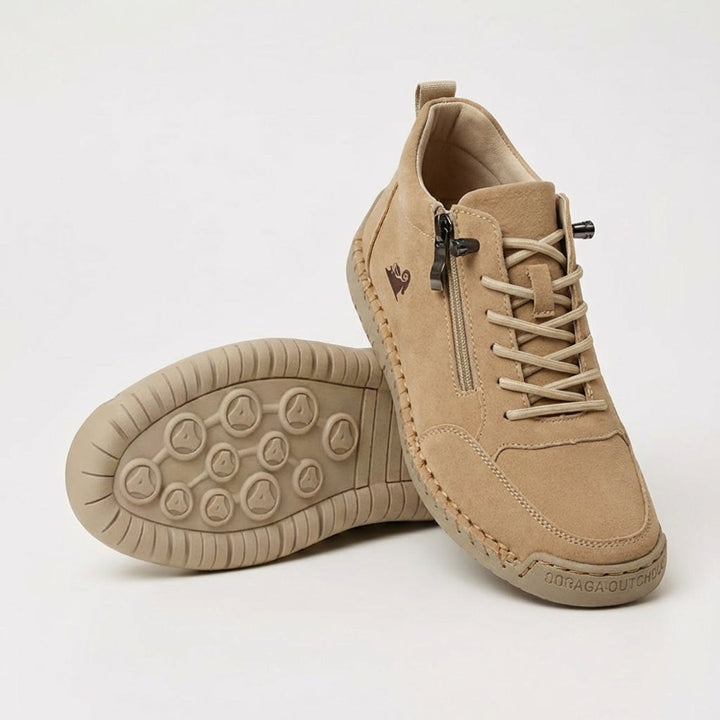 Echogrid - Lace-Up Zip Sneakers with Contrast Stitching