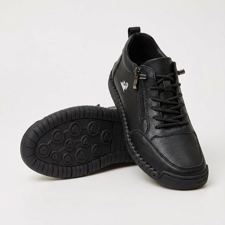 Echogrid - Lace-Up Zip Sneakers with Contrast Stitching
