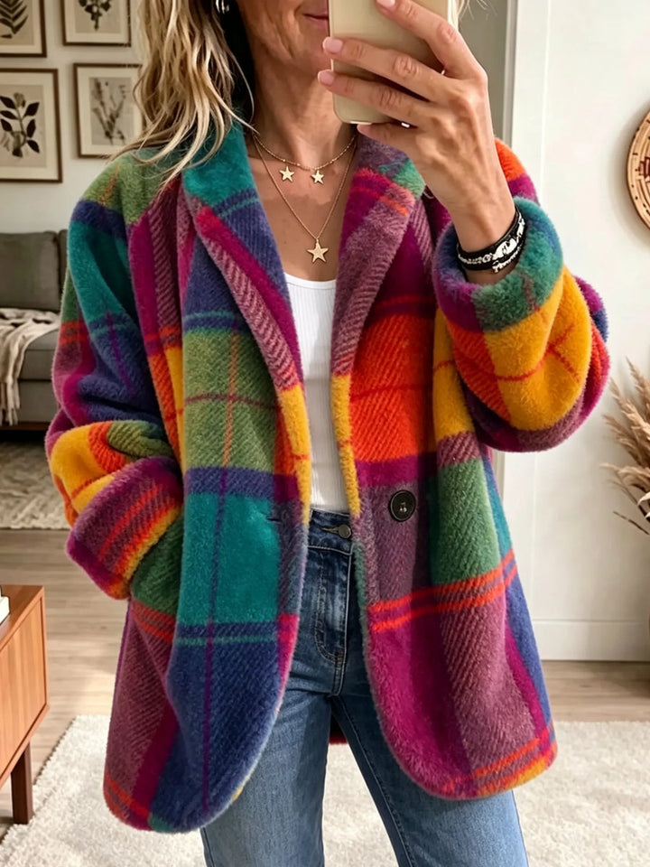 Soleetta - Multicolored Checkered Coat