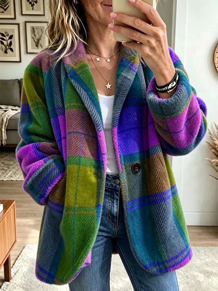 Soleetta - Multicolored Checkered Coat