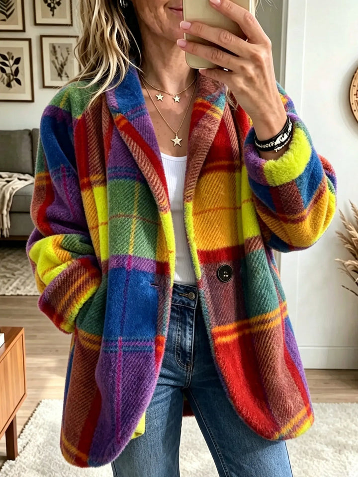 Soleetta - Multicolored Checkered Coat