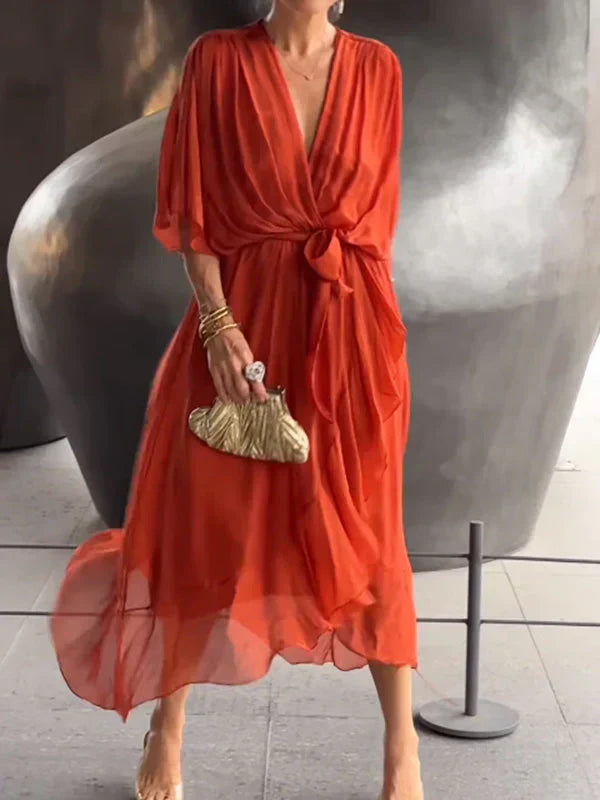 Ramilya - V-Neck Chiffon Dress