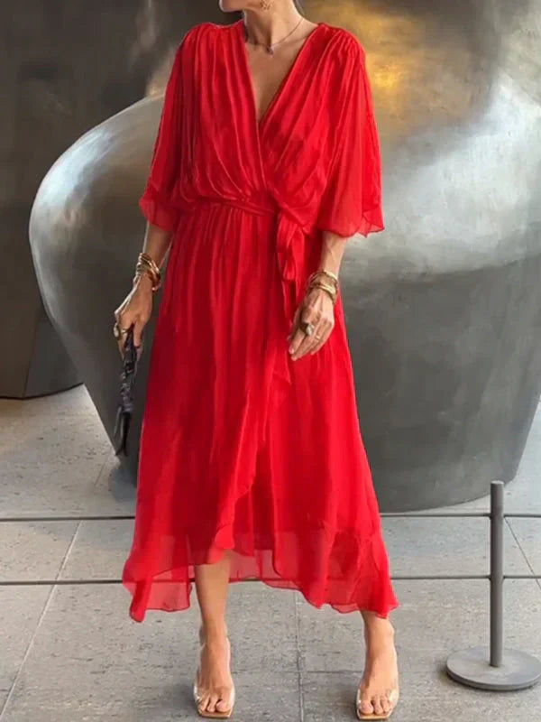 Ramilya - V-Neck Chiffon Dress