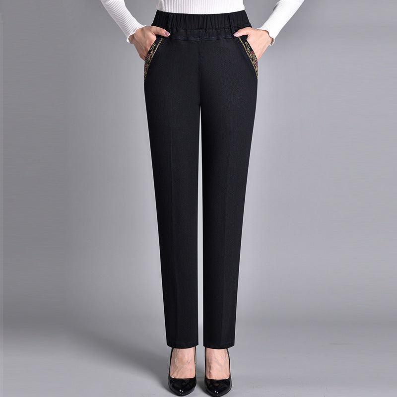 Loretie - Jeans With Side Pockets And Elastic Waist