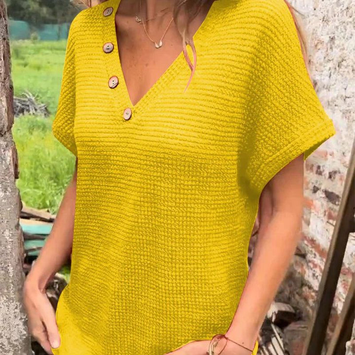 Lindse - Stylish Short Sleeve V-Neck Top