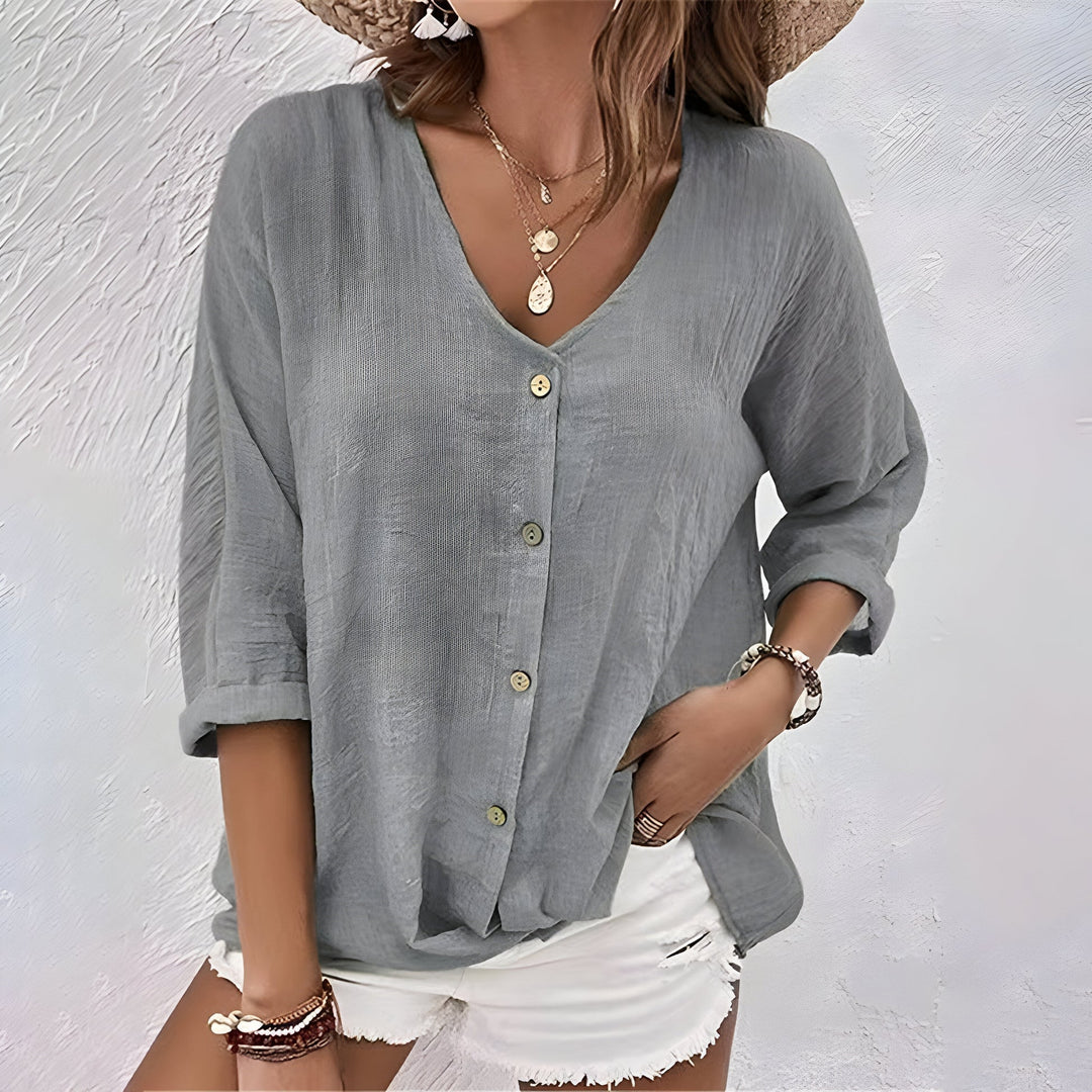 Asimoula - Elegant V Neck T Shirt
