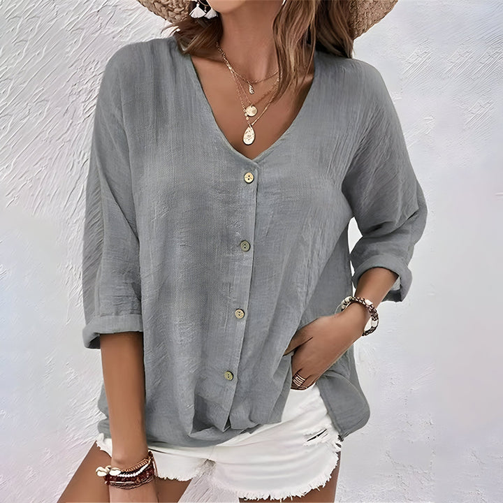 Asimoula - Elegant V Neck T Shirt