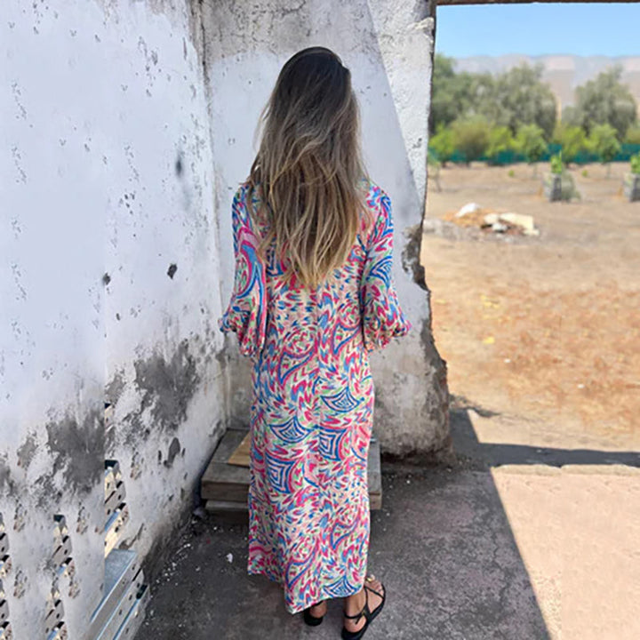 Lowri - Stylish V-neck Maxi Dress With Pockets