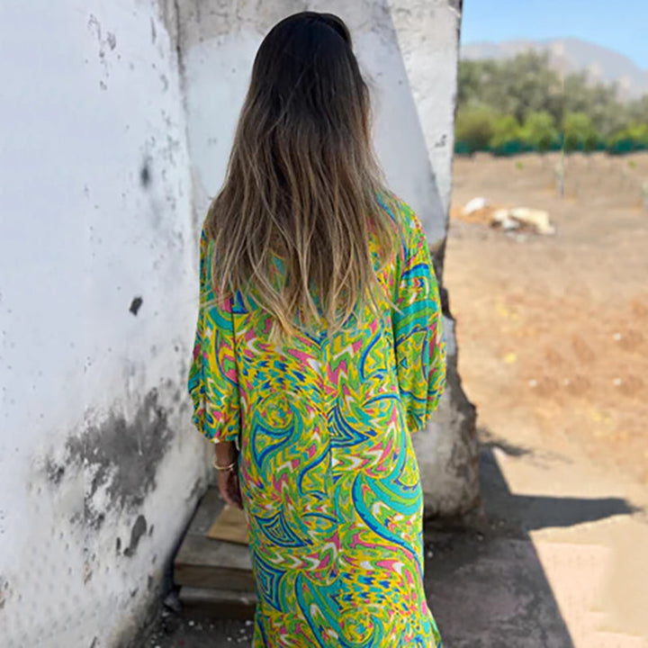 Lowri - Stylish V-neck Maxi Dress With Pockets