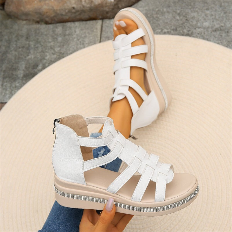 Queena - Rhinestone Wedge Sandals