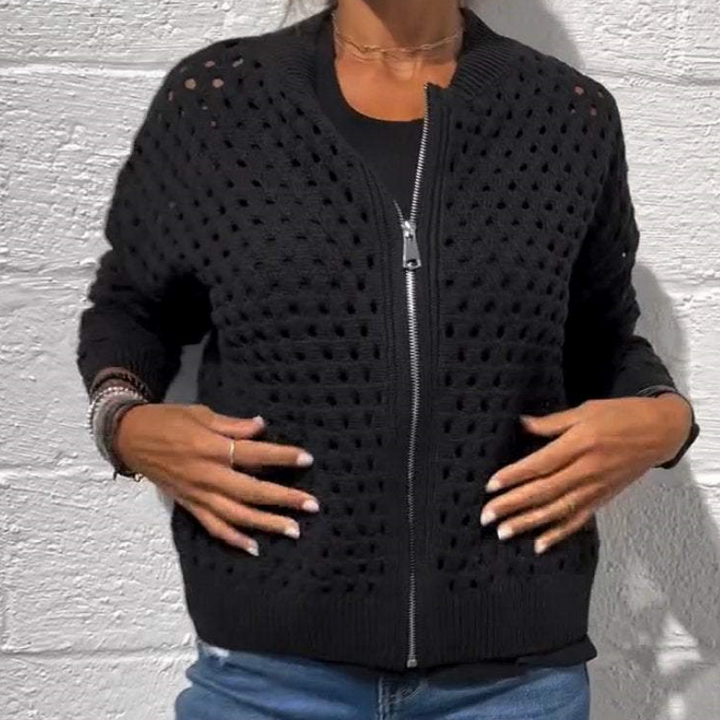 Raluca - Casual Knitted Jacket With Zipper
