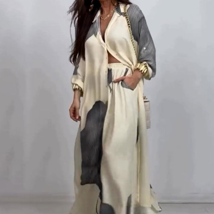 Dionicia - Elegant Button Down Shirt and Drawstring Pant