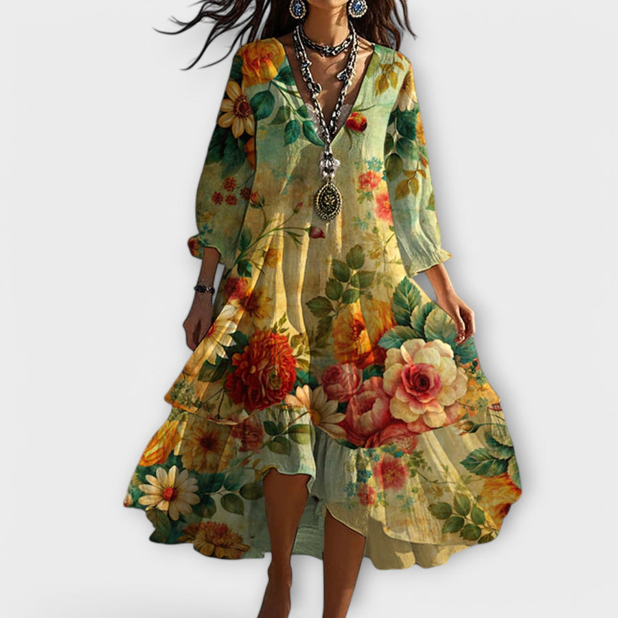 Shanae - Elegant Floral Midi Dress