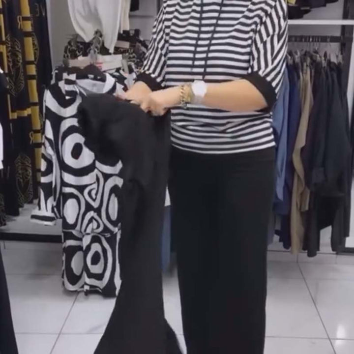 Dwiska - Stripped Top And Solid Pants Set