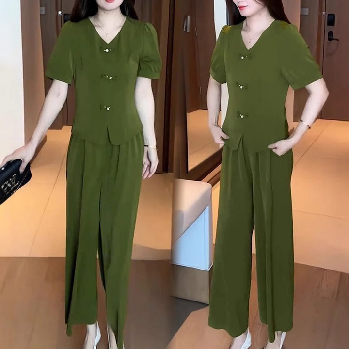 Eseniya - Elegant Short Sleeve Two Piece Set
