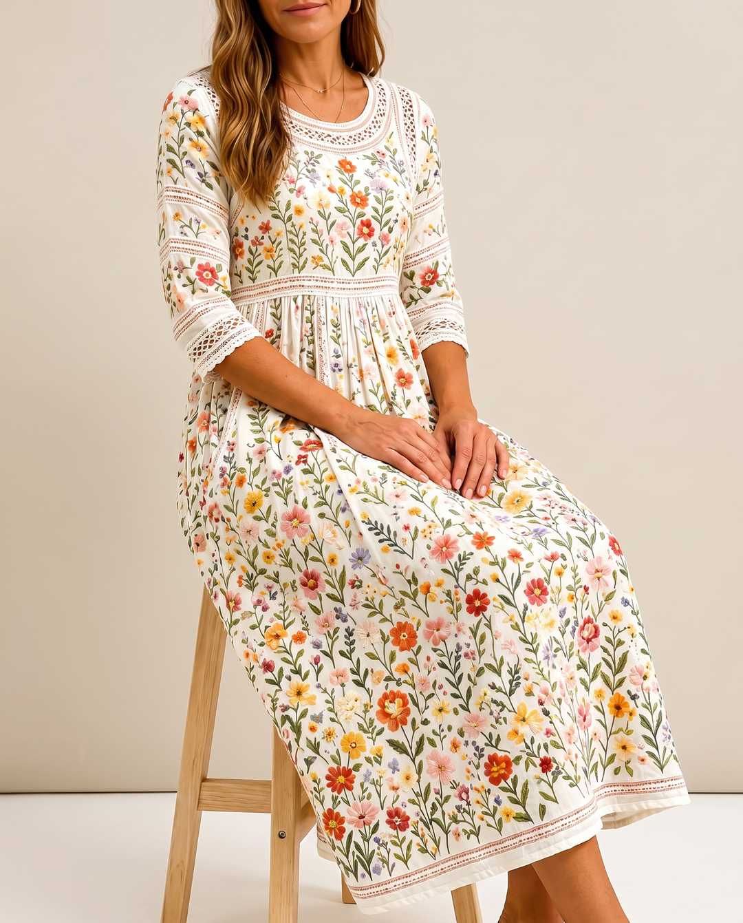 Dahlouza - Flower Meadow Charm Midi Dress