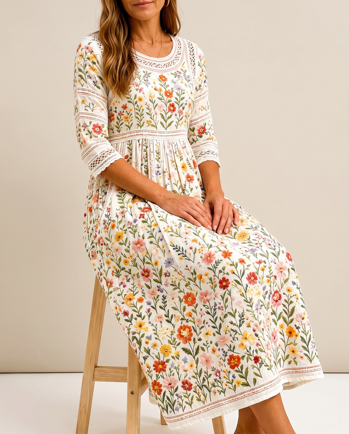 Dahlouza - Flower Meadow Charm Midi Dress
