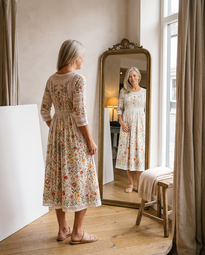 Dahlouza - Flower Meadow Charm Midi Dress